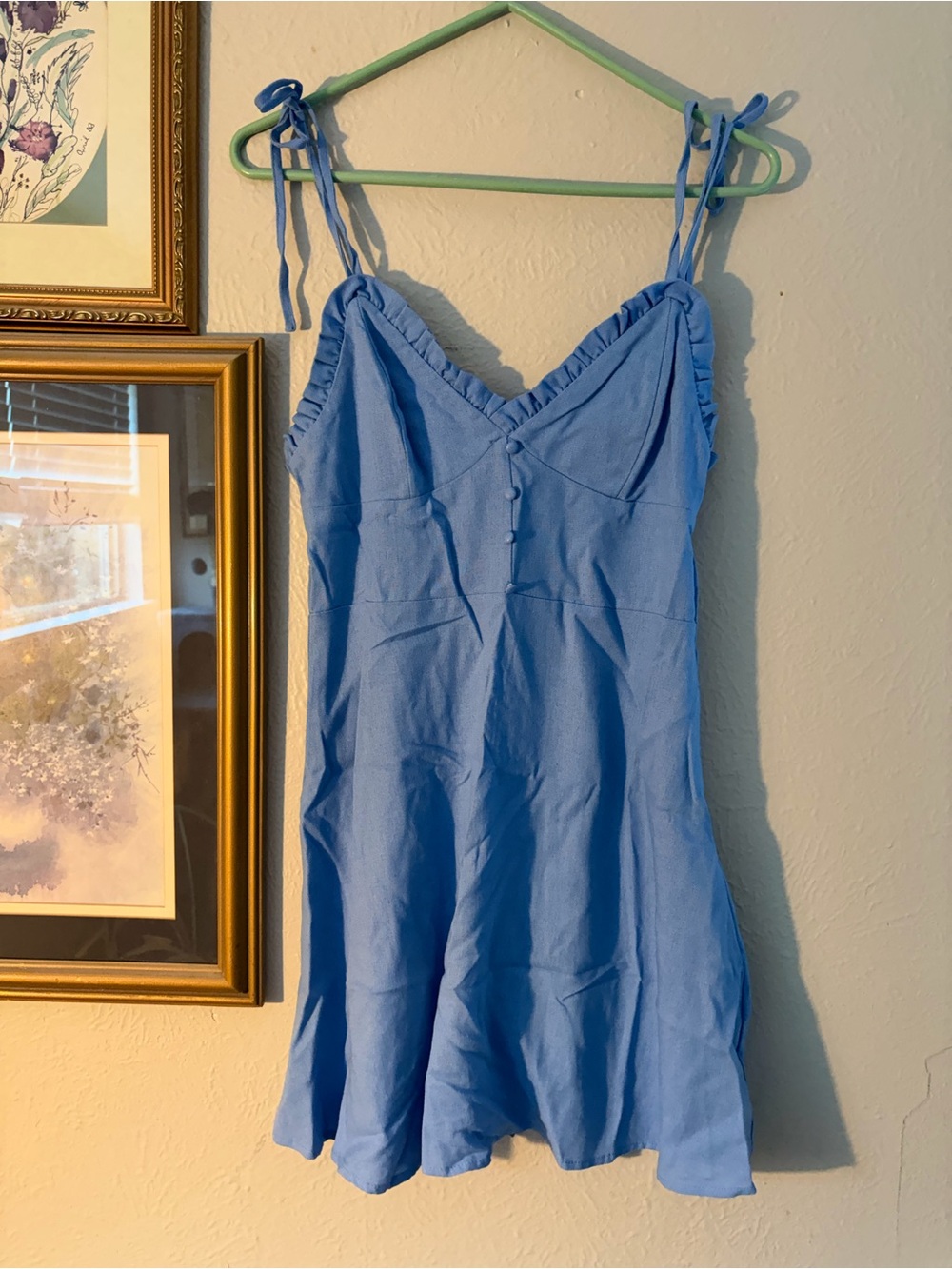 Deluc Cornflower Blue Midi Sundress with Tie Straps